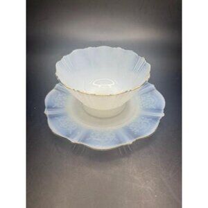 MacBeth-Evans "American Sweetheart" Monax W/ Gold Trim Depression Glass Low Foot